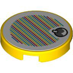 Flat Tile 2x2 Round with Sticker Number 156 Bright Yellow