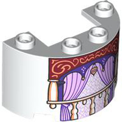 Wall 1/2 Circle 2x4x2 with Cutout with Purple Curtains White
