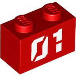 Brick 1x2 Number 114 Bright Red