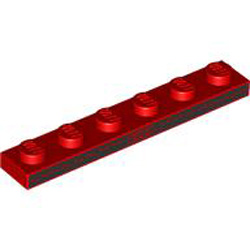 Plate 1x6 Number 2 Bright Red