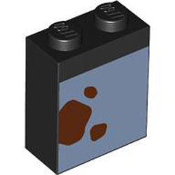 Brick 1x2x2 with Reddish Brown Dirt Stains Black