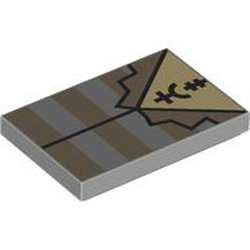 Flat Tile 2x3 with Striped Top Medium Stone Grey