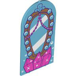Glass for Window 1x6x7 with Curved Top with Mirror Medium Azur