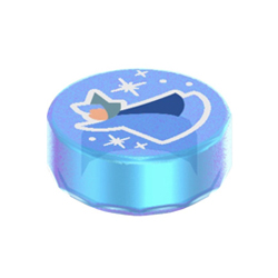 Flat Tile 1x1 Round with Blue Fairy Godmother Merryweather Transparent Blue with Opalescence