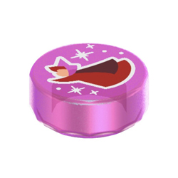 Flat Tile 1x1 Round with Red Fairy Godmother Flora Transparent Medium Violet with Opalescence