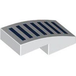Plate with Bow 1x2x2/3 with Earth Blue Strips White