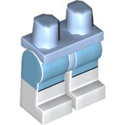Minifigure Hips and Legs with Light Royal Blue Top White
