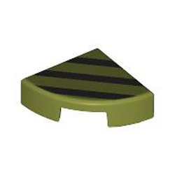 1/4 Circle Tile 1x1 Number 6 Olive Green