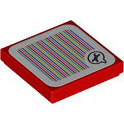 Flat Tile 2x2 with Sticker Number 280 Bright Red