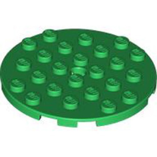 Plate 6x6 Round with Tube Snap Dark Green