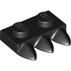 1x2 Plate with 3 Teeth Black