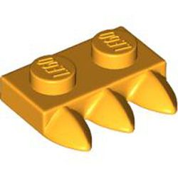 1x2 Plate with 3 Teeth Flame Yellowish Orange