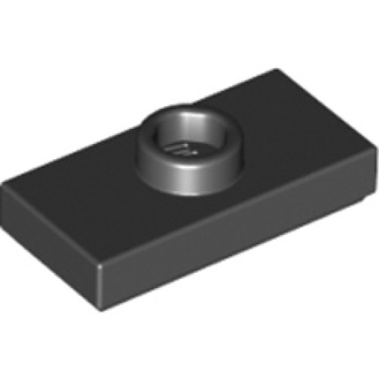 Plate 1x2 with 1 Knob Black