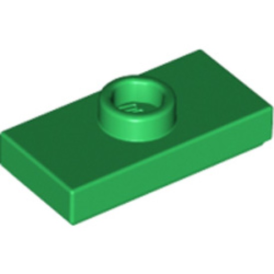 Plate 1x2 with 1 Knob Dark Green