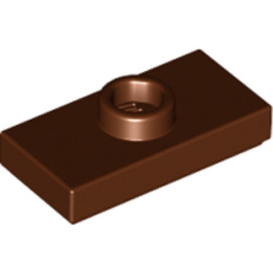 Plate 1x2 with 1 Knob Reddish Brown