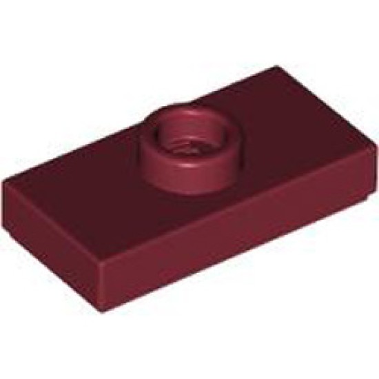 Plate 1x2 with 1 Knob Dark Red