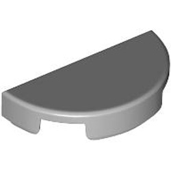 Tile 1x2 with 1/2 Circle Medium Stone Grey