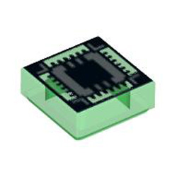 Flat Tile 1x1 Number 1 Transparent Green