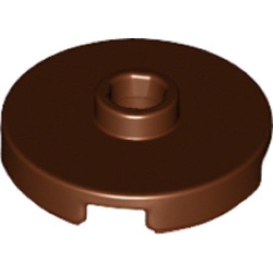 Plate Round with 1 Knob Reddish Brown