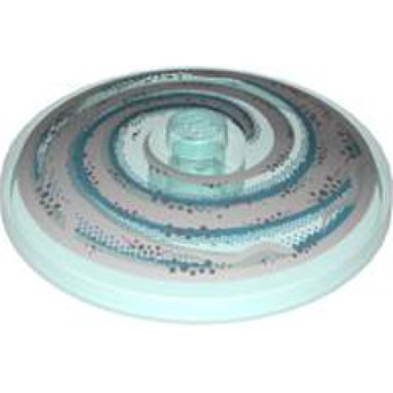 Round Plate Diameter 32x6.4 Transparent Number 19 Transparent Light Blue