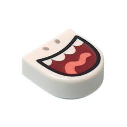 Flat Tile 1x1 1/2 Circle with Open Mouth White