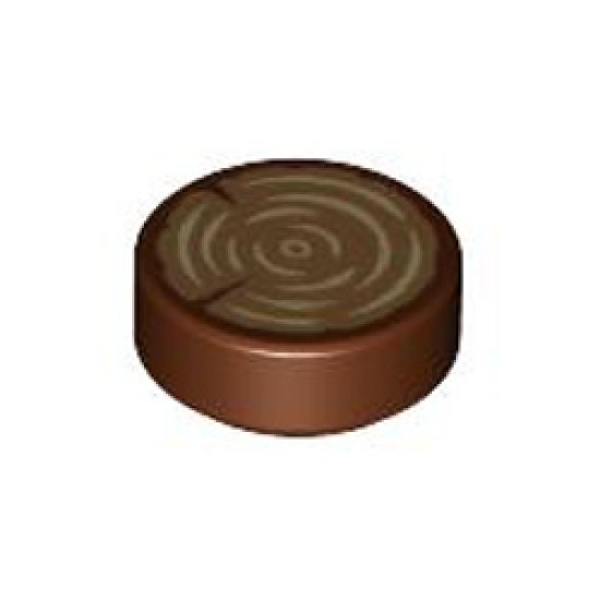 Flat Tile 1x1 Round Number 48 Reddish Brown