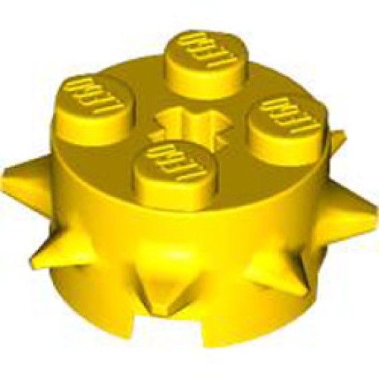 Design Brick 2x2x1 Circle with Spikes Bright Yellow