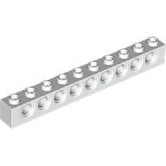 Technic Brick 1x10 Diameter 4.9 White