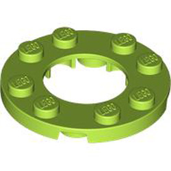 Plate Round 4x4 with Diameter 16mm Hole Bright Yellowish Green