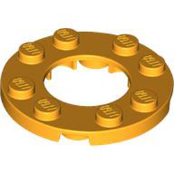 Plate Round 4x4 with Diameter 16mm Hole Flame Yellowish Orange