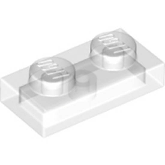 Plate 1x2 Transparent White (Clear)