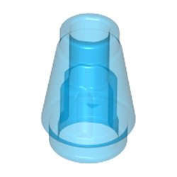 Nose Cone Small 1x1 Transparent Blue
