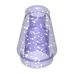 Nose Cone Small 1x1 Transparent Bright Violet with Glitter