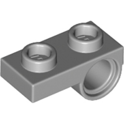 Plate 1x2 with Horizontal Hole Diameter 4.85 Reverse Medium Stone Grey