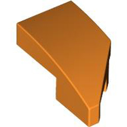 Left Plate 1x2 with Bow 45 Degree Cut Bright Orange
