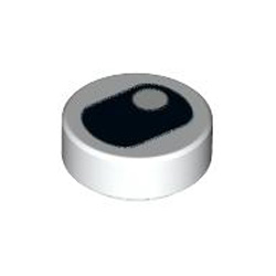 Flat Tile 1x1 Round Number 62 White