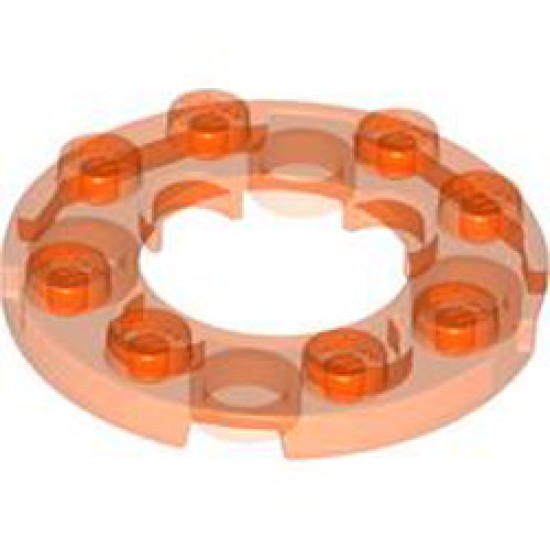 Plate Round 4x4 with Diameter 16mm Hole Transparent Fluorescent Reddish Orange