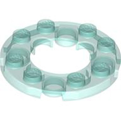 Plate Round 4x4 with Diameter 16mm Hole Transparent Light Blue