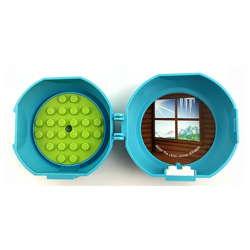 Pod with Bright Yellowish Green 6x6 Round Plate and White 1x2 Plate with Friends Snow Resort Design Medium Azur