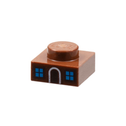Plate 1x1 with Door and Windows Reddish Brown