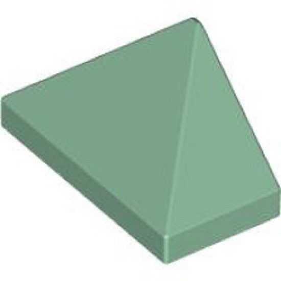 End Ridged Tile 1x2/45 Degree with Bottom Bar Snap Sand Green