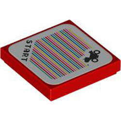 Flat Tile 2x2 with Yoshi Bike Scanner Code and START Bright Red