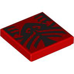 Flat Tile 2x2 with Black Tattoos Bright Red