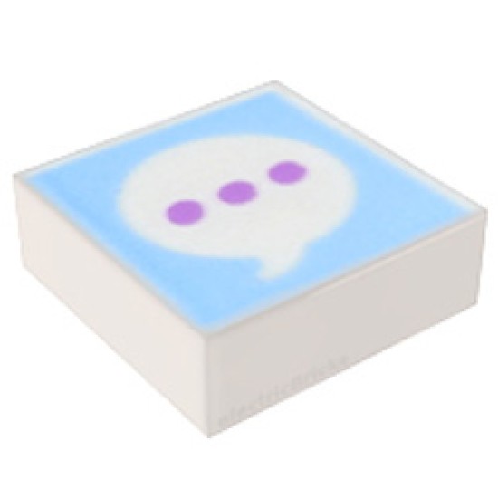 Flat Tile 1x1 with Ellipsis in Speech Bubble White