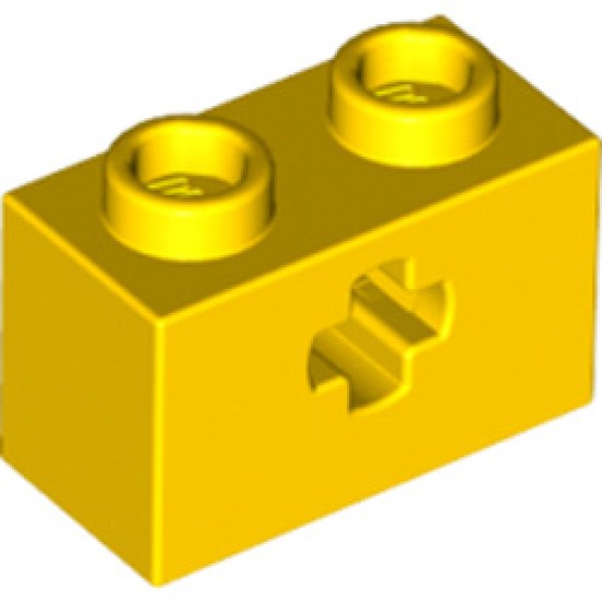 Brick 1x2 with Cross Hole Bright Yellow