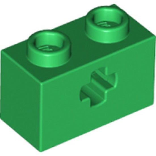 Brick 1x2 with Cross Hole Dark Green