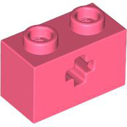 Brick 1x2 with Cross Hole Vibrant Coral