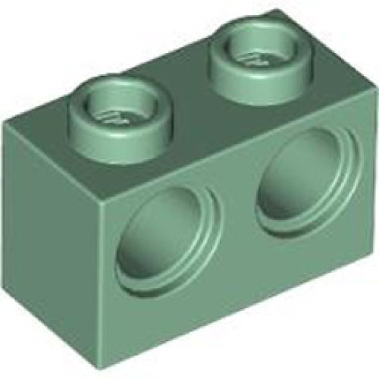 Brick 1x2 Modified 2 Holes Diameter 4.87 Sand Green