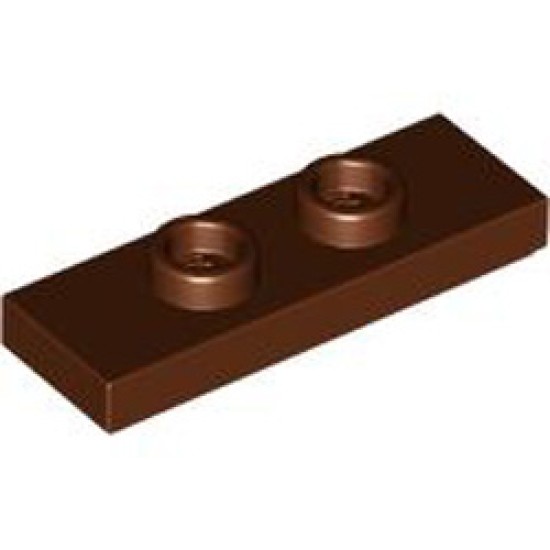 Plate 1x3 with 2 Knobs Reddish Brown