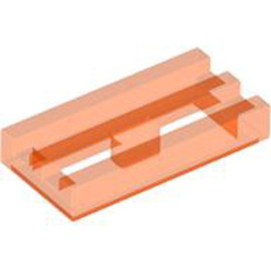 Radiator Grille 1x2 Transparent Fluorescent Reddish Orange